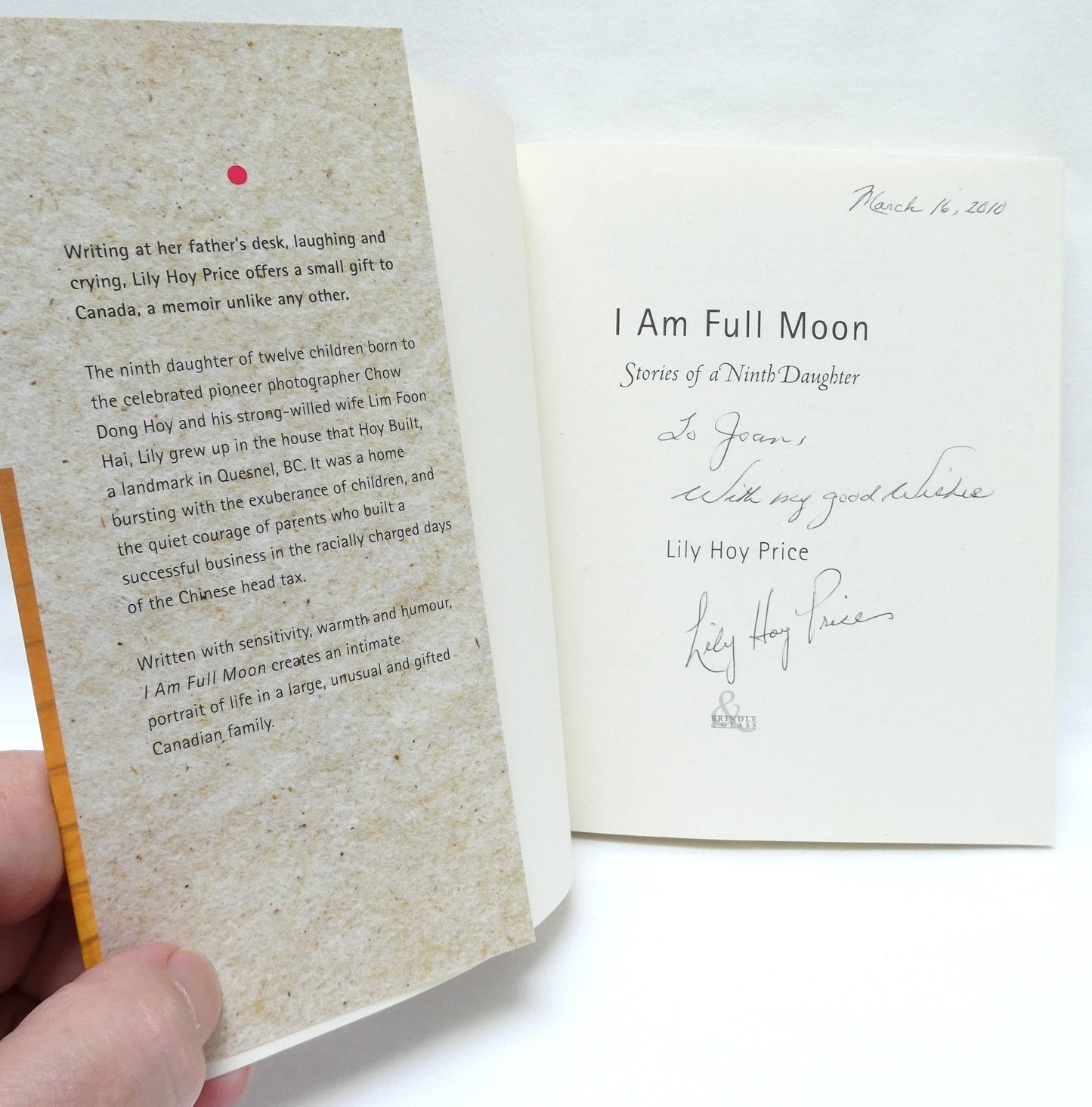 I AM FULL MOON, Stories of a Ninth Daughter, by Lily Hoy Price (1st Ed. SIGNED)