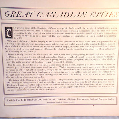 VIEWS OF CANADIAN CITIES, a Major Cities Antique Pictorial Book, 1905