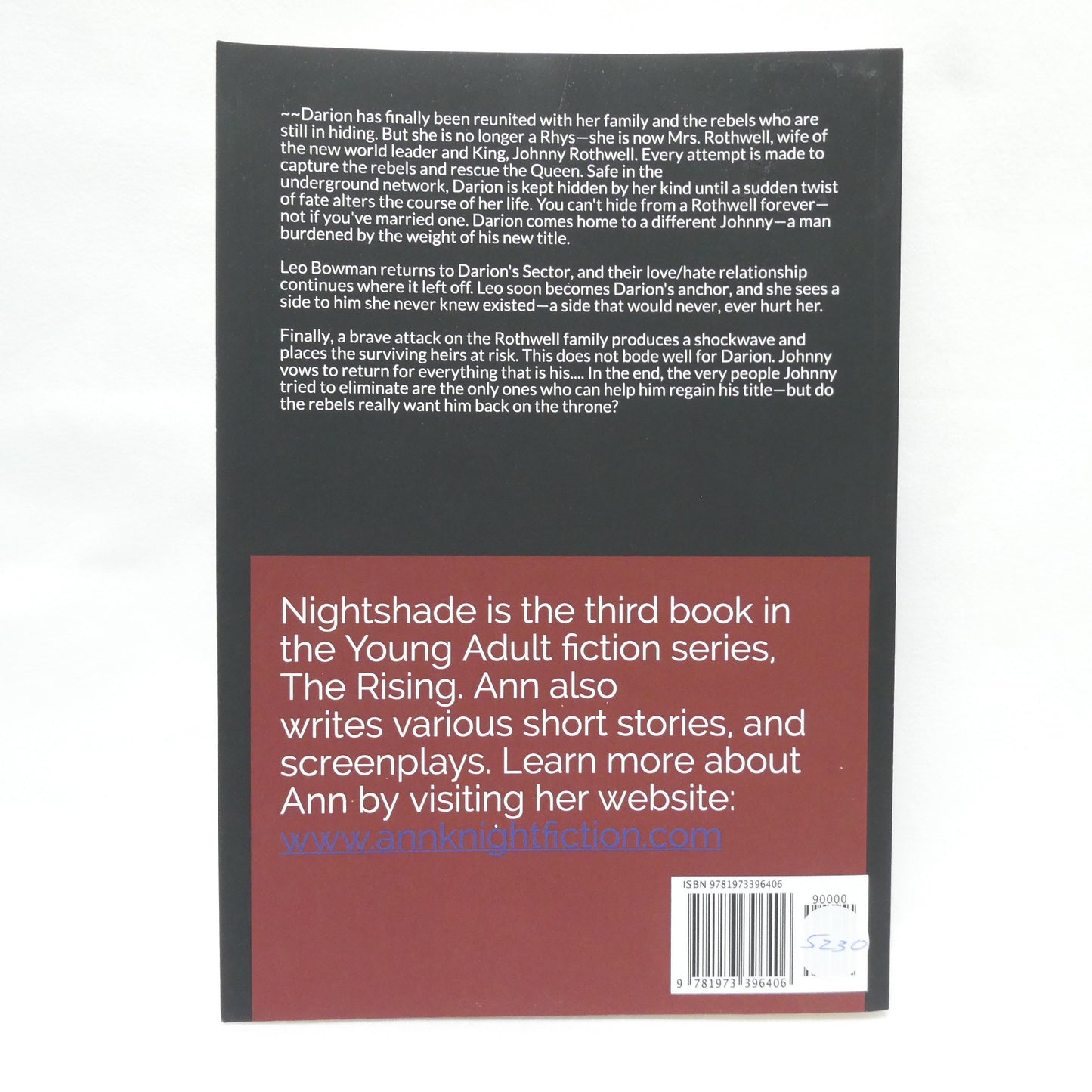 NIGHTSHADE, The Third Book in THE RISING SERIES, by Ann Knight (1st Ed. SIGNED)