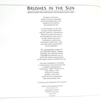 BRUSHES IN THE SUN, The Collector's Edition of Artists From The Okanagan and Surrounding Area (1st Ed. SIGNED)