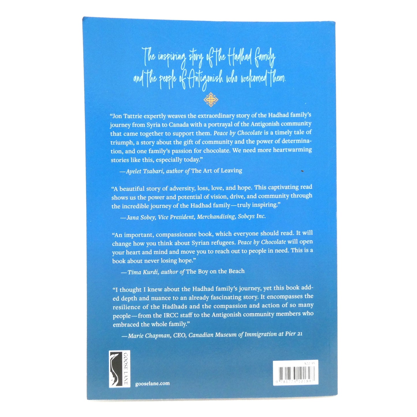 PEACE BY CHOCOLATE, The Hadhad Family's Remarkable Journey from Syria to Canada, by Jon Tattrie (2020 1st Ed.)