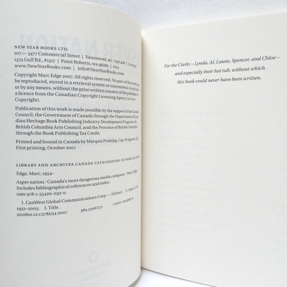 ASPER NATION, Canada's Most Dangerous Media Company, by Marc Edge (2007 1st Ed.)