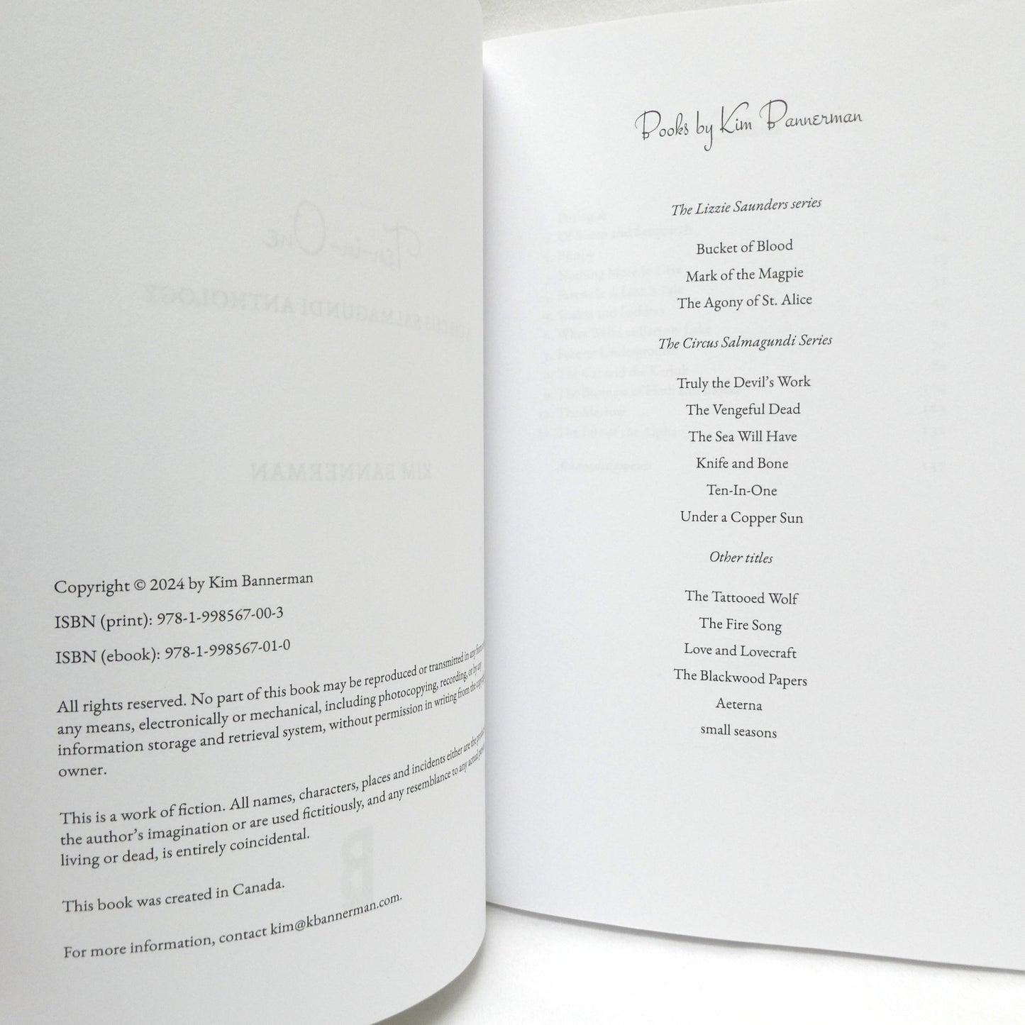TEN IN ONE, A Circus Salmagundi Anthology, by Kim Bannerman (2024 1st Ed.)
