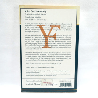 VOICES FROM HUDSON BAY, Cree Stories from York Factory, Edited by Flora Beardy and Robert Coutts (1997 1st Ed.)