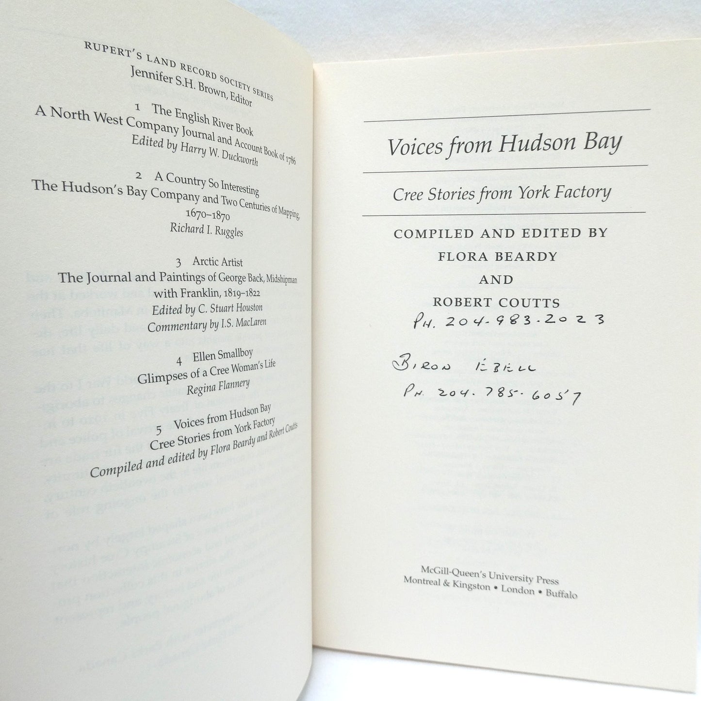 VOICES FROM HUDSON BAY, Cree Stories from York Factory, Edited by Flora Beardy and Robert Coutts (1997 1st Ed.)