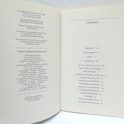 VOICES FROM HUDSON BAY, Cree Stories from York Factory, Edited by Flora Beardy and Robert Coutts (1997 1st Ed.)