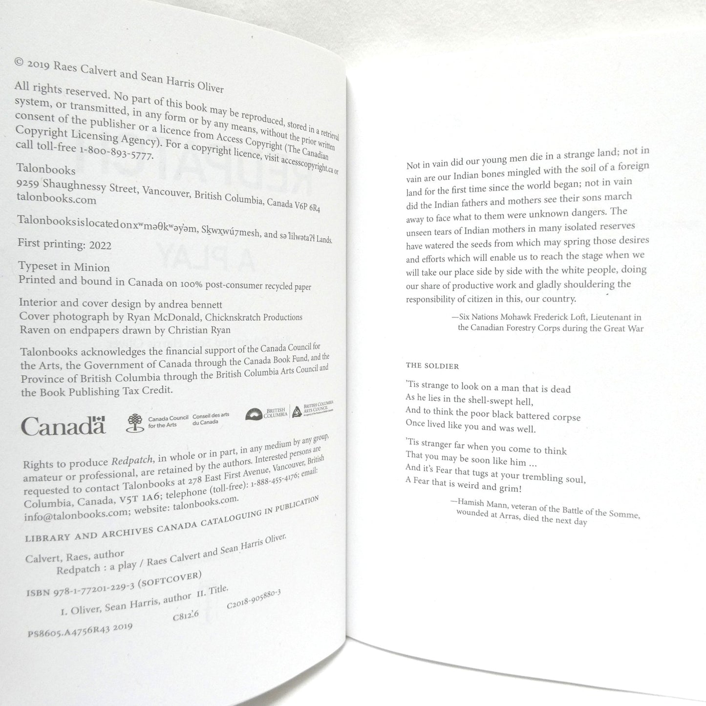 RED PATCH, A PLAY including an eight-page GRAPHIC NOVEL, by Raes Calvert & Sean Harris Oliver (2019 1st Ed.)