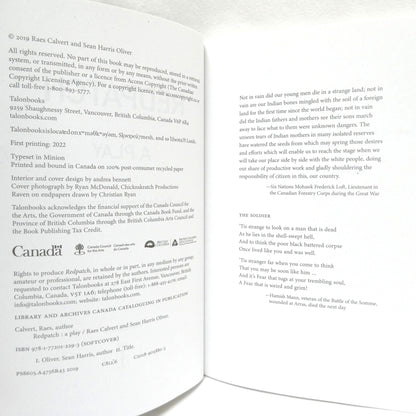 RED PATCH, A PLAY including an eight-page GRAPHIC NOVEL, by Raes Calvert & Sean Harris Oliver (2019 1st Ed.)