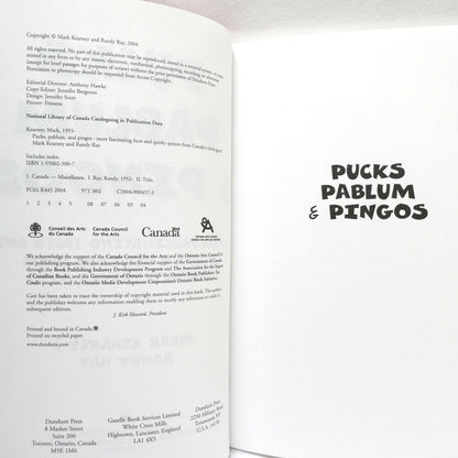 PUCKS PABLUM & PINGOS, More Fascinating Facts and Quirky Quizzes, by Mark Kearney and Randy Ray (2004 1st Ed.)