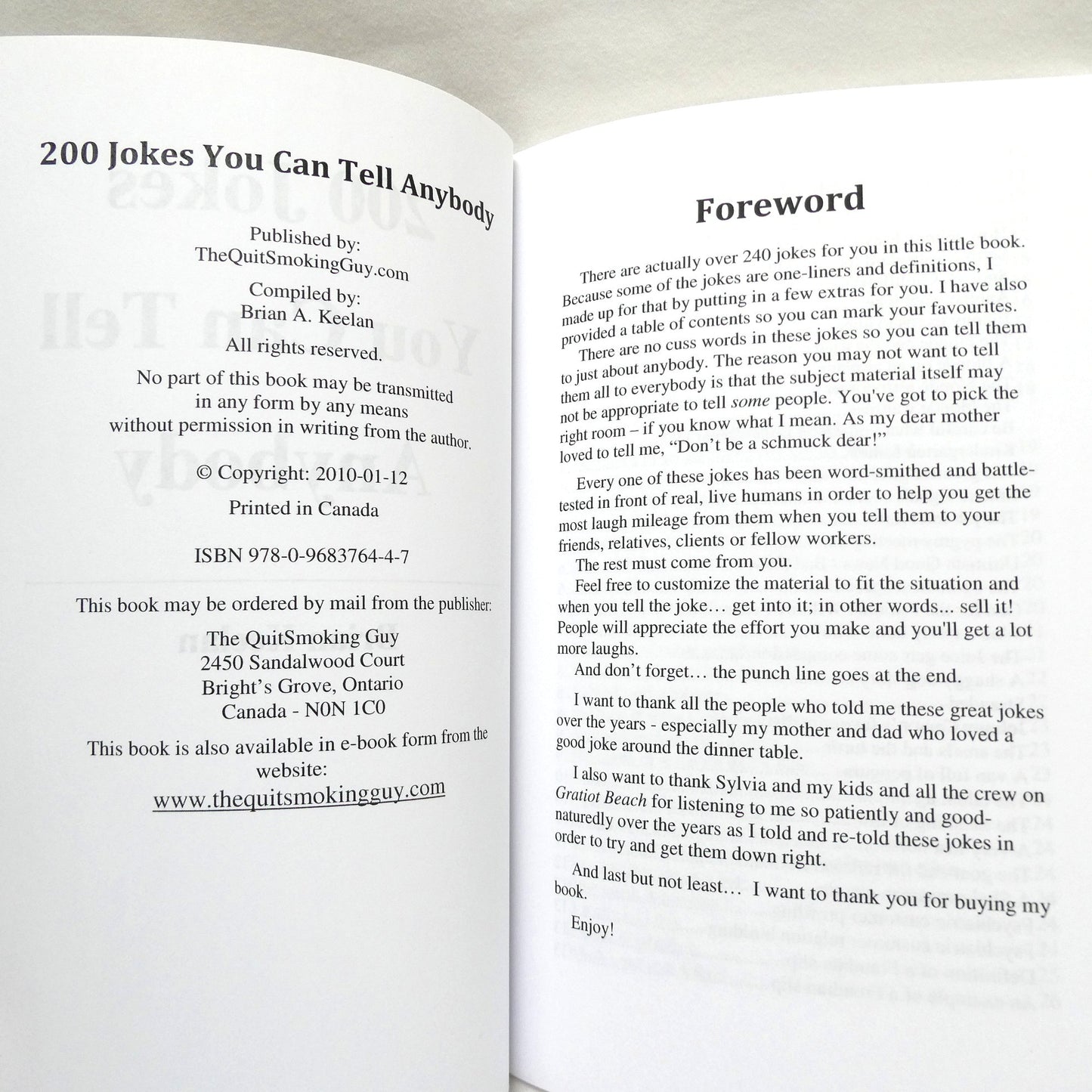 200 JOKES YOU CAN TELL ANYBODY! (No Cuss Words) Compiled by Brian Keelan (2010 1st Ed.)