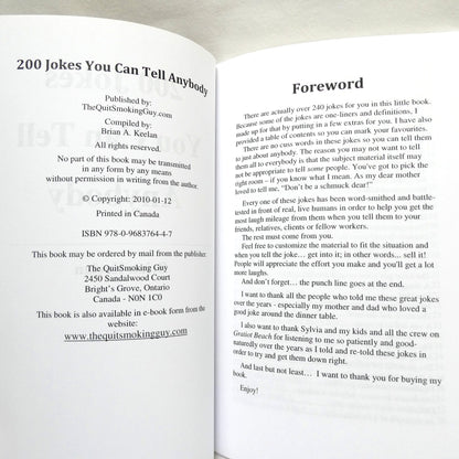 200 JOKES YOU CAN TELL ANYBODY! (No Cuss Words) Compiled by Brian Keelan (2010 1st Ed.)