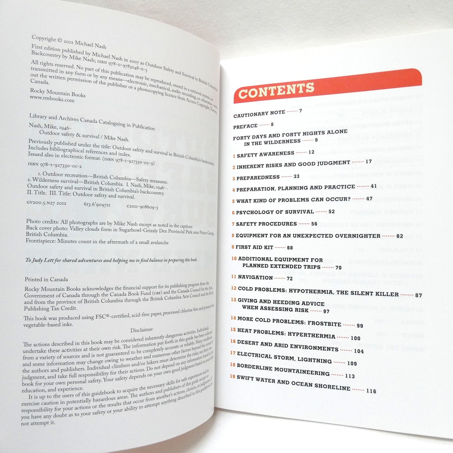 OUTDOOR SAFETY & SURVIVAL, This Book Could Save Your Life, by Mike Nash (2012 1st Ed.)