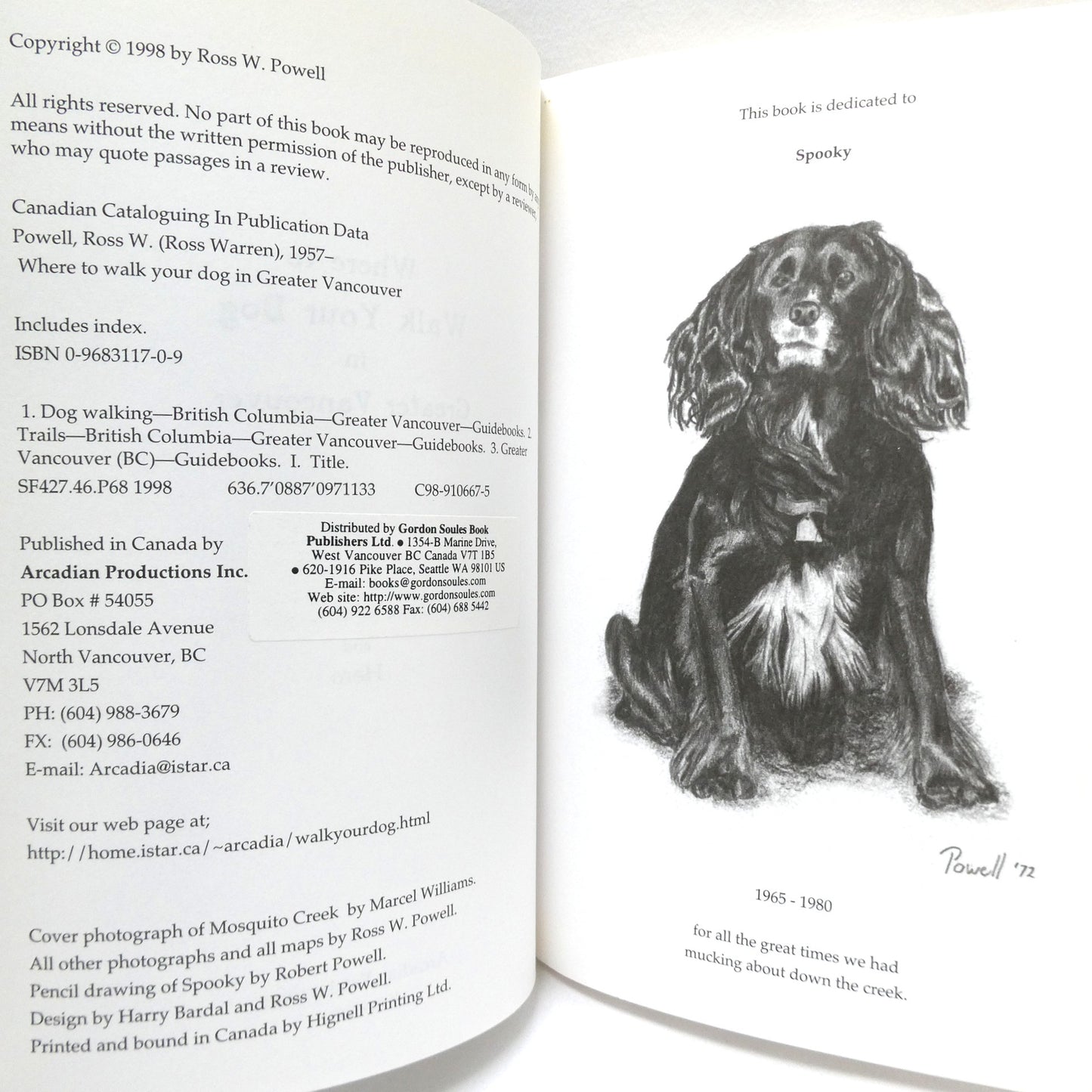 WHERE TO WALK YOUR DOG IN GREATER VANCOUVER, by Ross W. Powell and HERO! (1998 1st Ed.)