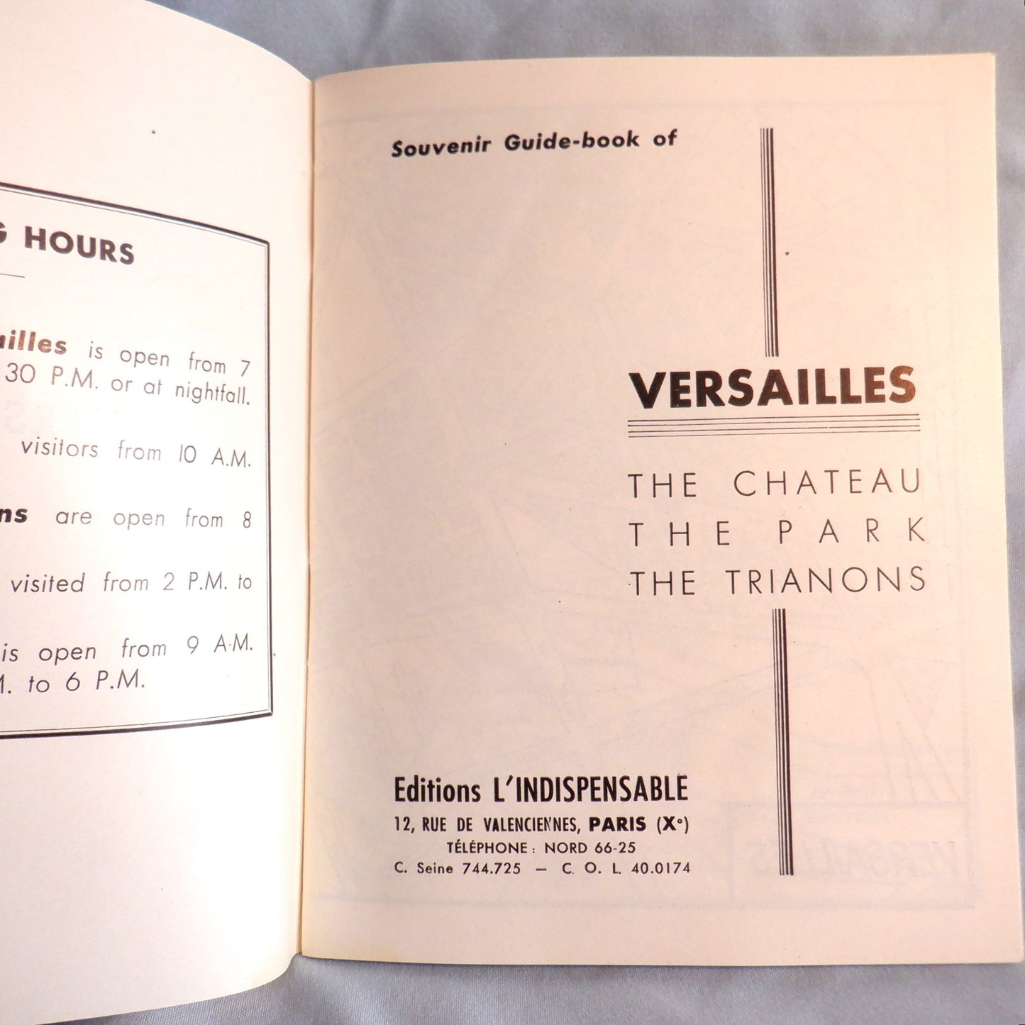 Mid-Century Visitors Pocket Guide Book: 'VERSAILLES GUIDE-BOOK', 1949