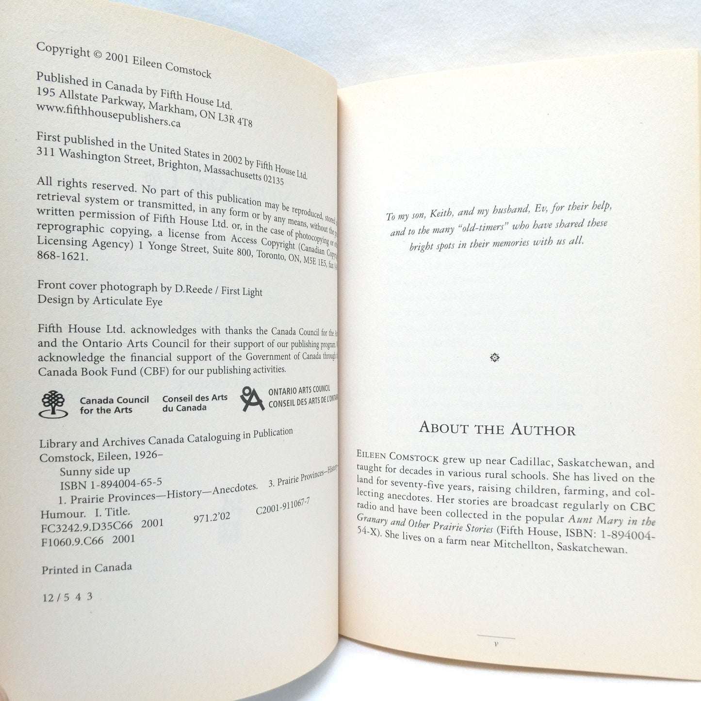 SUNNY SIDE UP, Fond Memories of Prairie Life in the 1930's, by Eileen Comstock (2001 1st Ed.)