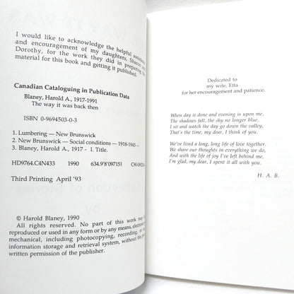 THE WAY IT WAS BACK THEN, A Collection of Stories by Harold A. Blaney (1993 1st Ed.)