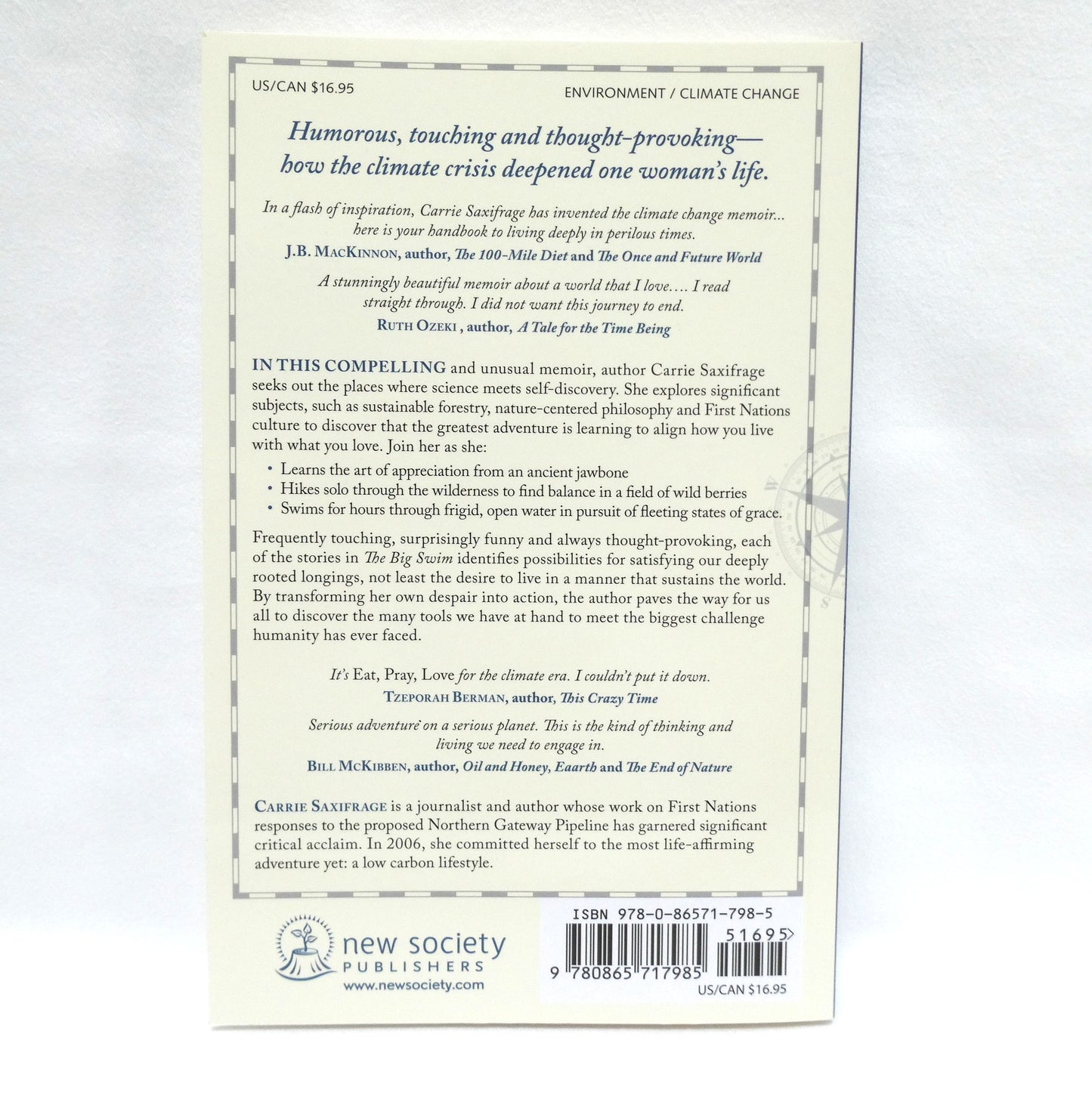 THE BIG SWIM, Coming Ashore in a World Adrift, by Carrie Saxifrage (2015 1st Ed.)