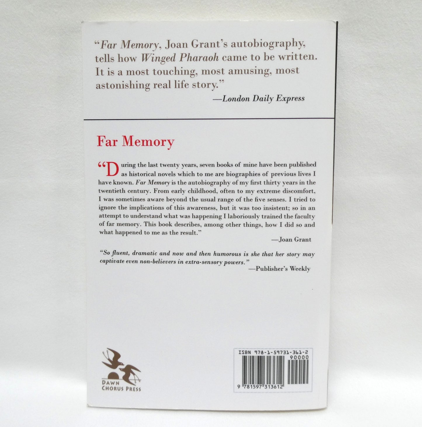 FAR MEMORY, An Autobiography by Joan Grant (2009 1st Ed.)