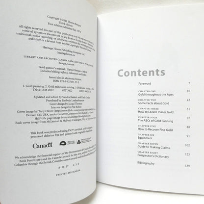 GOLD PANNER'S MANUAL, by Garnet Basque (2012 1st Ed.)