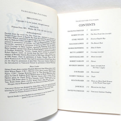 VANCOUVER FICTION, An Outstanding Centennial Collection by Vancouver's World-Class Writers, Edited by David Watmough (1985 1st Ed.)