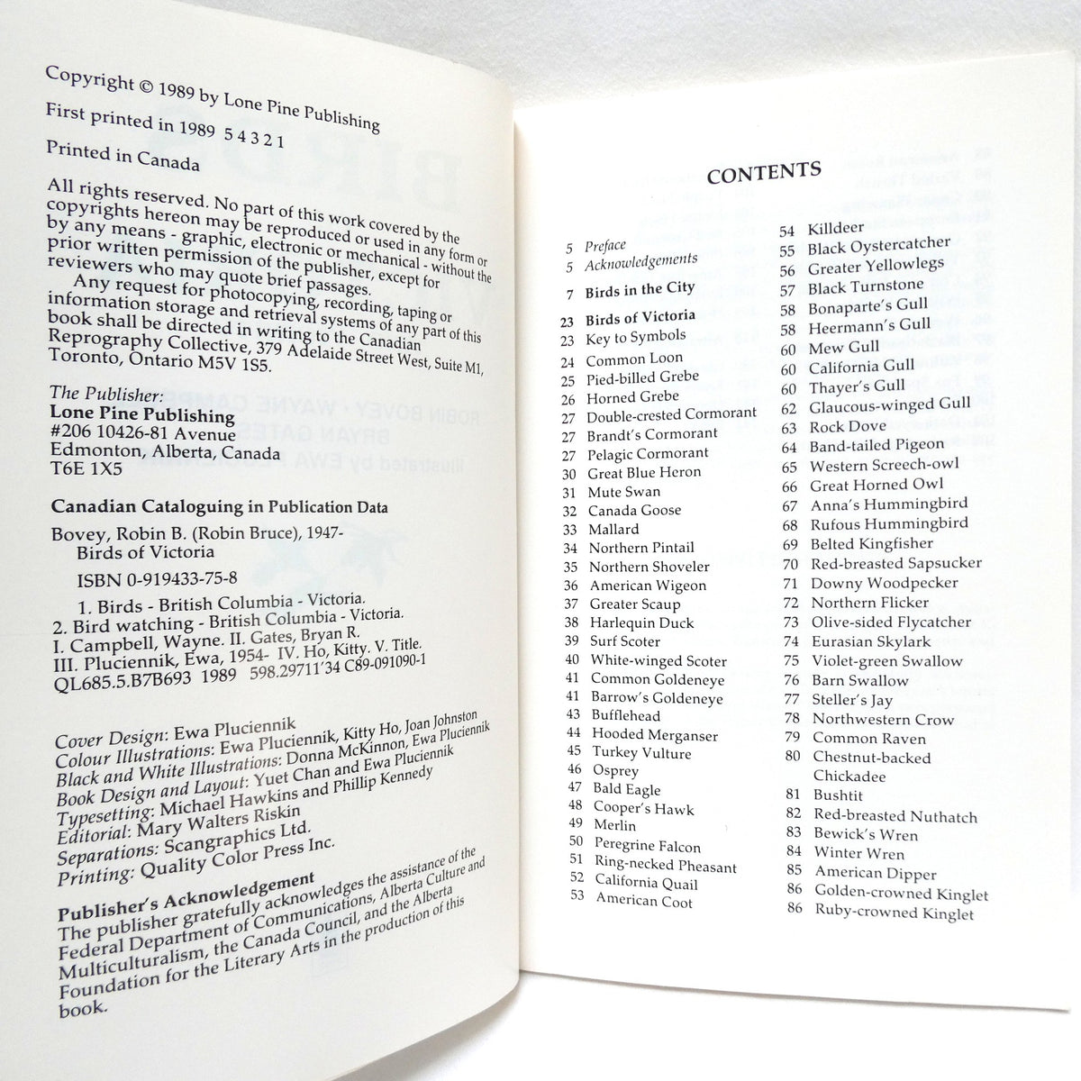 BIRDS OF VICTORIA and Vicinity, by Robin Bovey, Wayne Campbell, Bryan Gates (1989 1st Ed.)