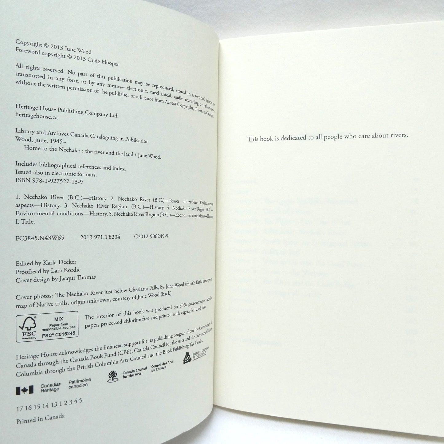 HOME TO THE NECHAKO, The River and The Land, by June Wood (2013 1st Ed.)
