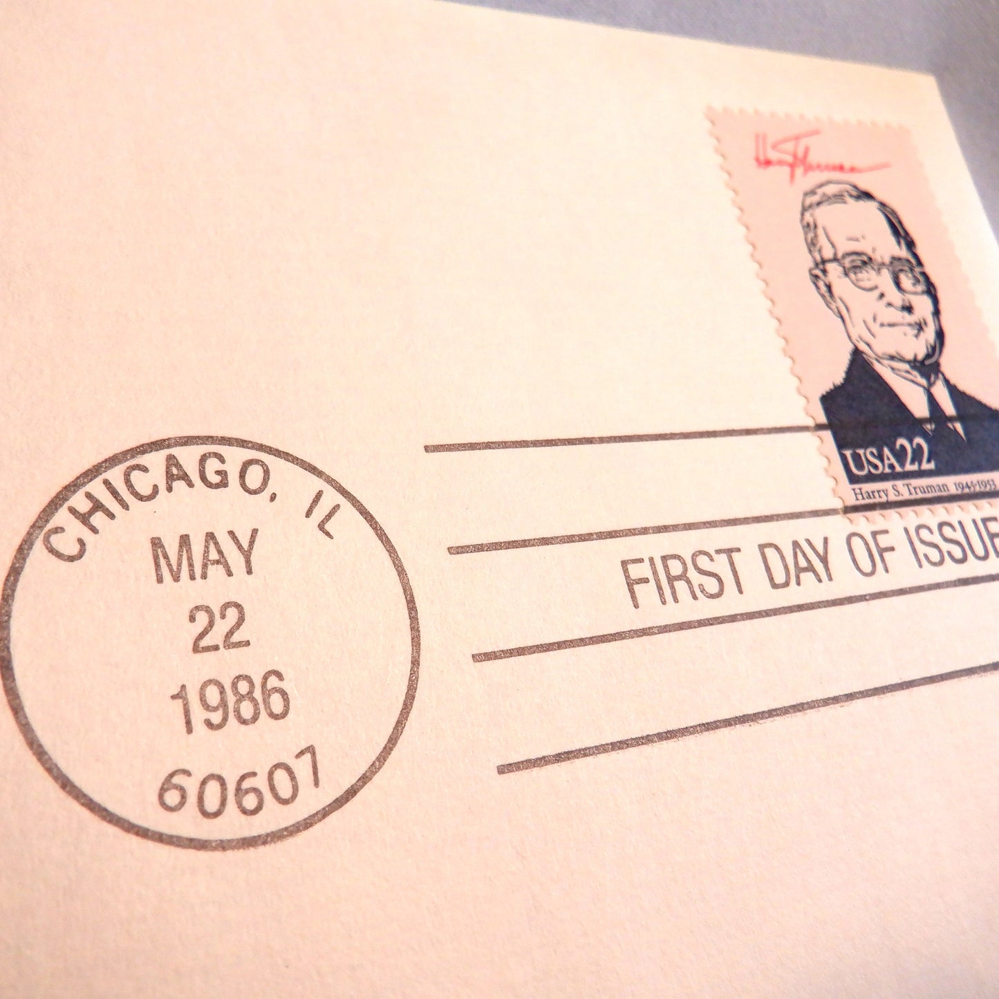 'First Day of Issue', Commemorative Envelope: HARRY L. TRUMAN, Thirty-Third President of The United States of America, 1986