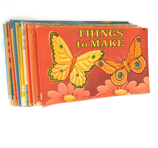 Vintage Mid-Century Children's Coloring and Activity Book Set, 10 Booklets by The Saalfield Publishing Company