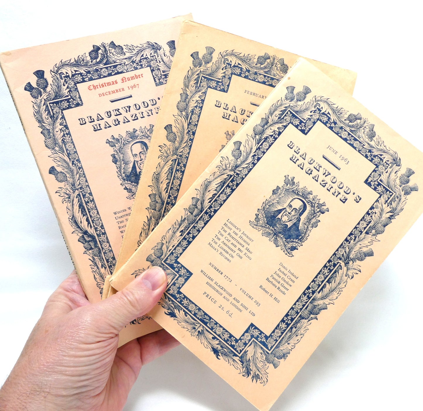 VINTAGE SET OF 3 BLACKWOOD'S MAGAZINES of Edinburgh and London: Includes June 1963, February 1964, and December 1967