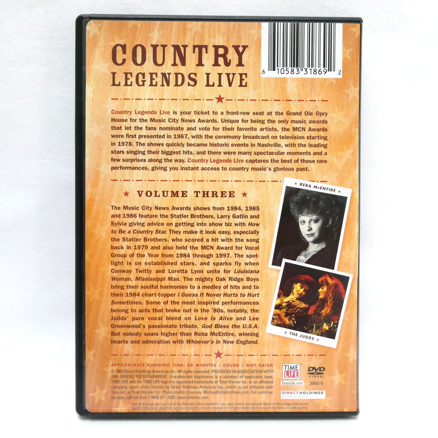 Time Life Presents: The 4-DVD 2005 COUNTRY LEGENDS LIVE, Volumes 1 to 4 in the Concert Video Series