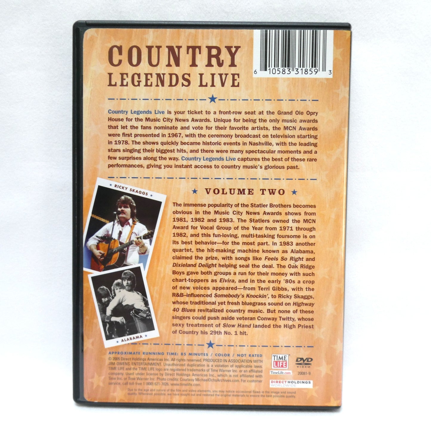 Time Life Presents: The 4-DVD 2005 COUNTRY LEGENDS LIVE, Volumes 1 to 4 in the Concert Video Series
