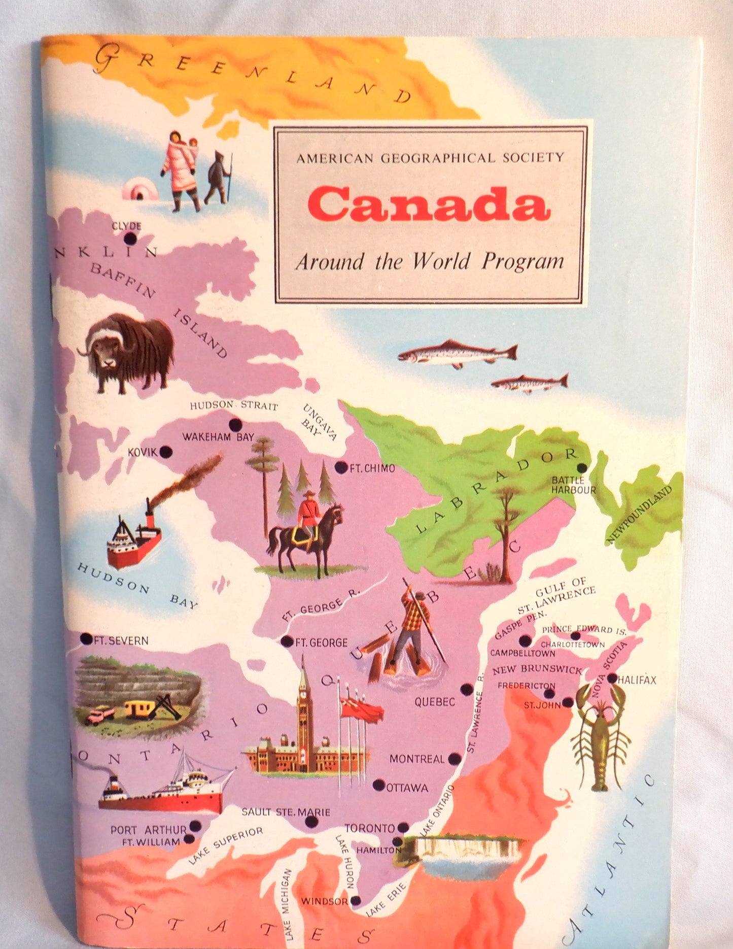 CANADA, Around The World Sticker Program Book, by The American Geographic Society (RARE New Condition with stickers!) 1968