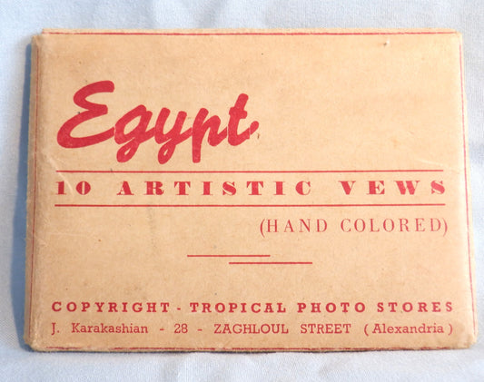 'EGYPT, 10 ARTISTIC VIEWS': Antique Souvenir Photograph Pocket Collection, all HAND-COLOURED and in Original Case! 1930's
