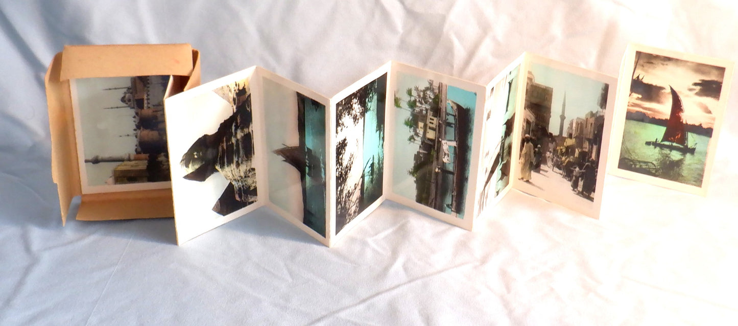 'EGYPT, 10 ARTISTIC VIEWS': Antique Souvenir Photograph Pocket Collection, all HAND-COLOURED and in Original Case! 1930's