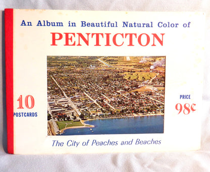 Vintage Full-Colour Photo Postcard Album of PENTICTON, British Columbia: "The City of Peaches and Beaches", 1950's