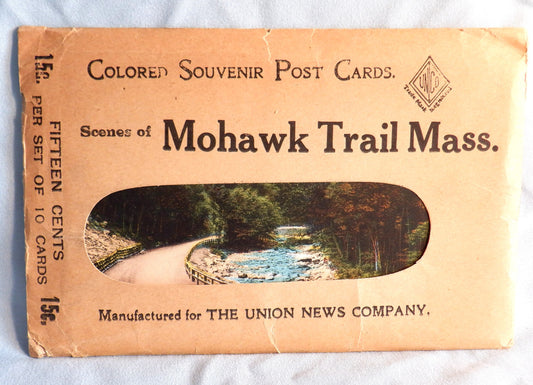 Antique Colored Souvenir Post Cards: Scenes of the MOHAWK TRAIL, Massachusetts, USA, 1920's