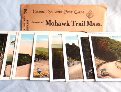 Antique Colored Souvenir Post Cards: Scenes of the MOHAWK TRAIL, Massachusetts, USA, 1920's