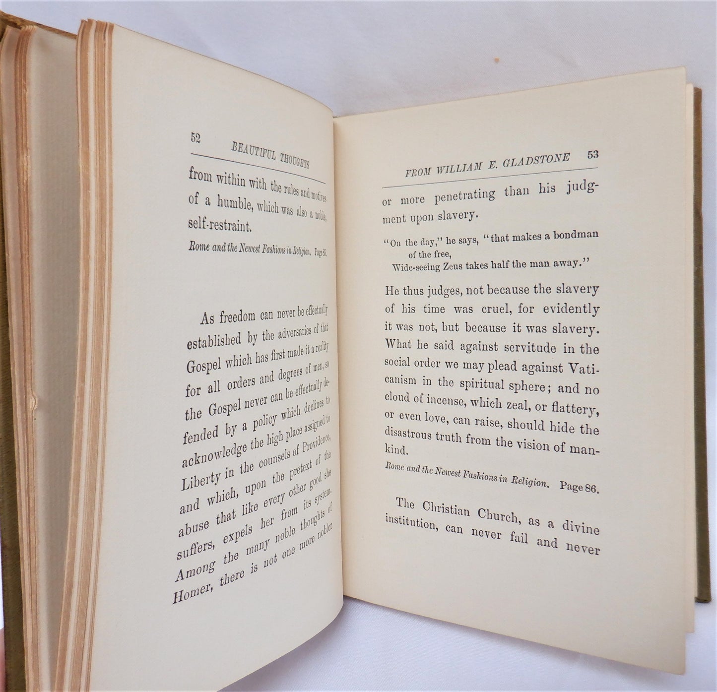 BEAUTIFUL THOUGHTS, An Antique Book of Inspiration by William E. Gladstone (1900 1st Ed.)