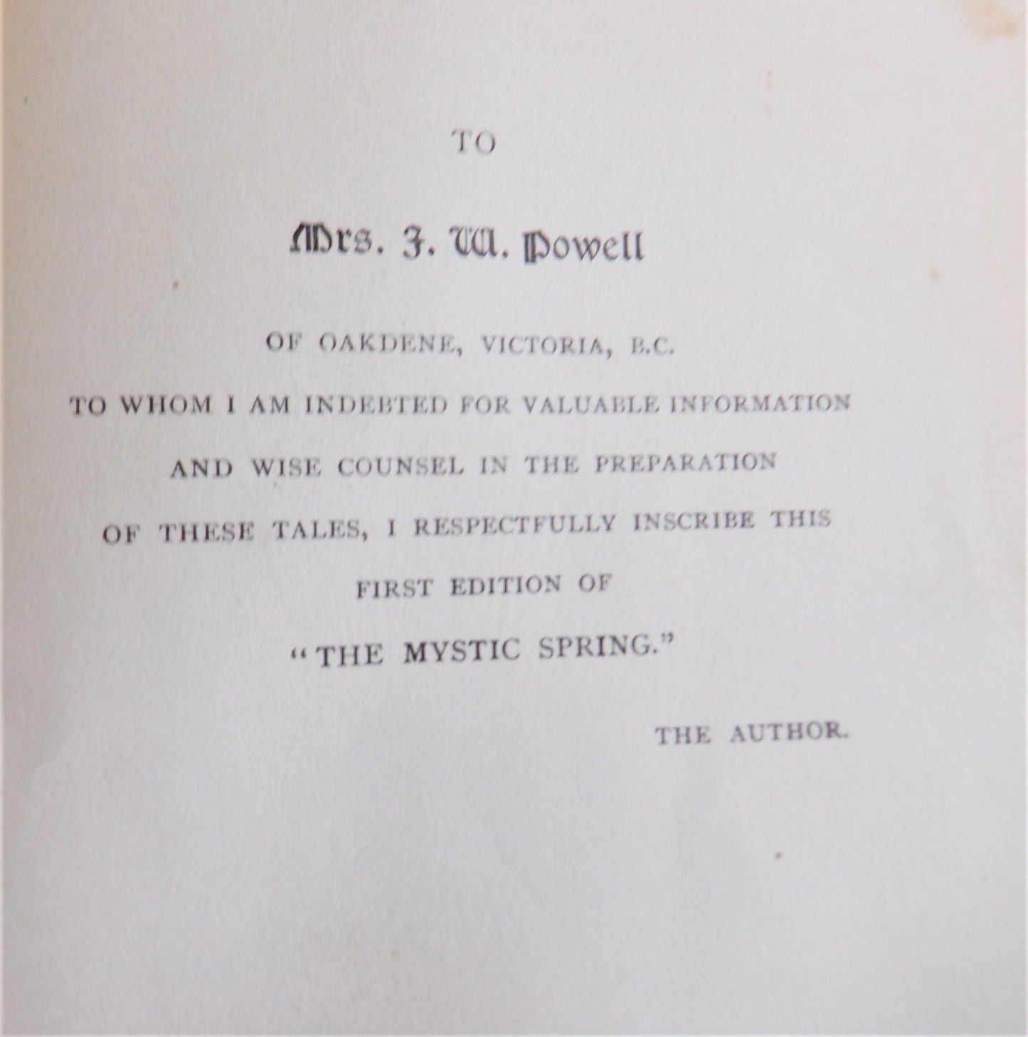 THE MYSTIC SPRING, and Other Tales of Western Life, by D.W. Higgins (1904 1st Ed.)