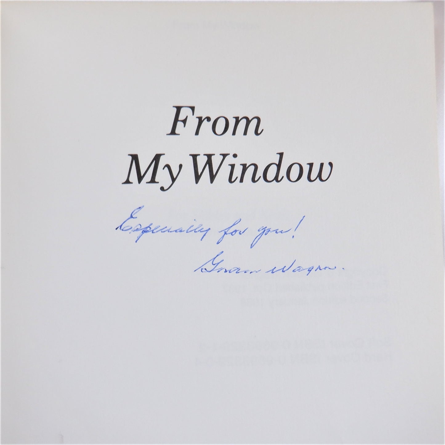 FROM MY WINDOW, Vancouver Island Stories by Gordon Wagner (1st Ed. SIGNED)