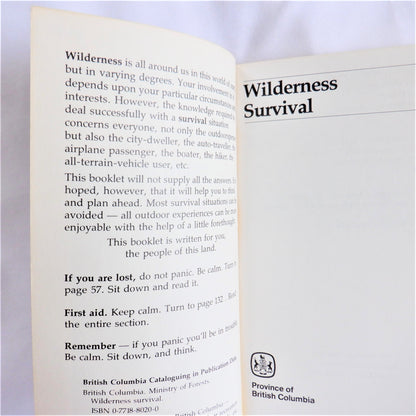 WILDERNESS SURVIVAL, a RARE British Columbia Government Safety Pocket Manual, 1978