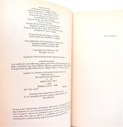 THE CHILD IN TIME, A Novel by Ian McEwan, 1988