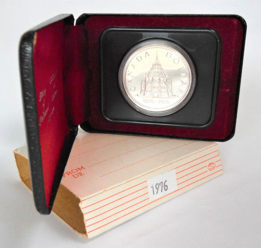 1976 Canadian $1 Dollar Brilliant Uncirculated Specimen Silver Coin: LIBRARY OF PARLIAMENT Centennial (1876-1976)