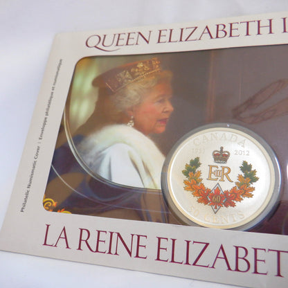 2012 Queen Elizabeth II Diamond Jubilee Limited Edition Canadian $2 STAMP AND .50 CENT SILVER-PLATED COIN SET