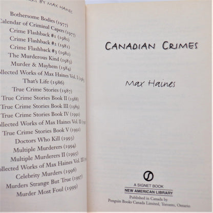 CANADIAN CRIMES, True Stories by Max Haines, 1999