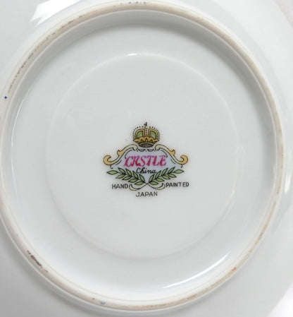VINTAGE TEA CUP & SAUCER: Hand-Painted Blue Violet Theme by Castle China of Japan