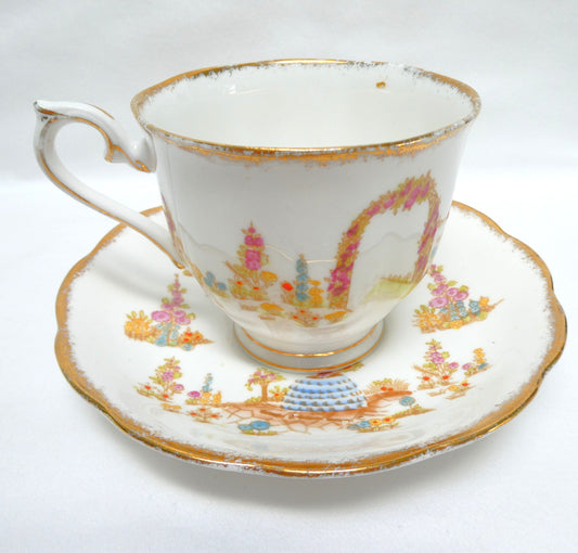 VINTAGE TEA CUP & SAUCER: Hand-Painted Dainty Dinah Theme by Royal Albert of England