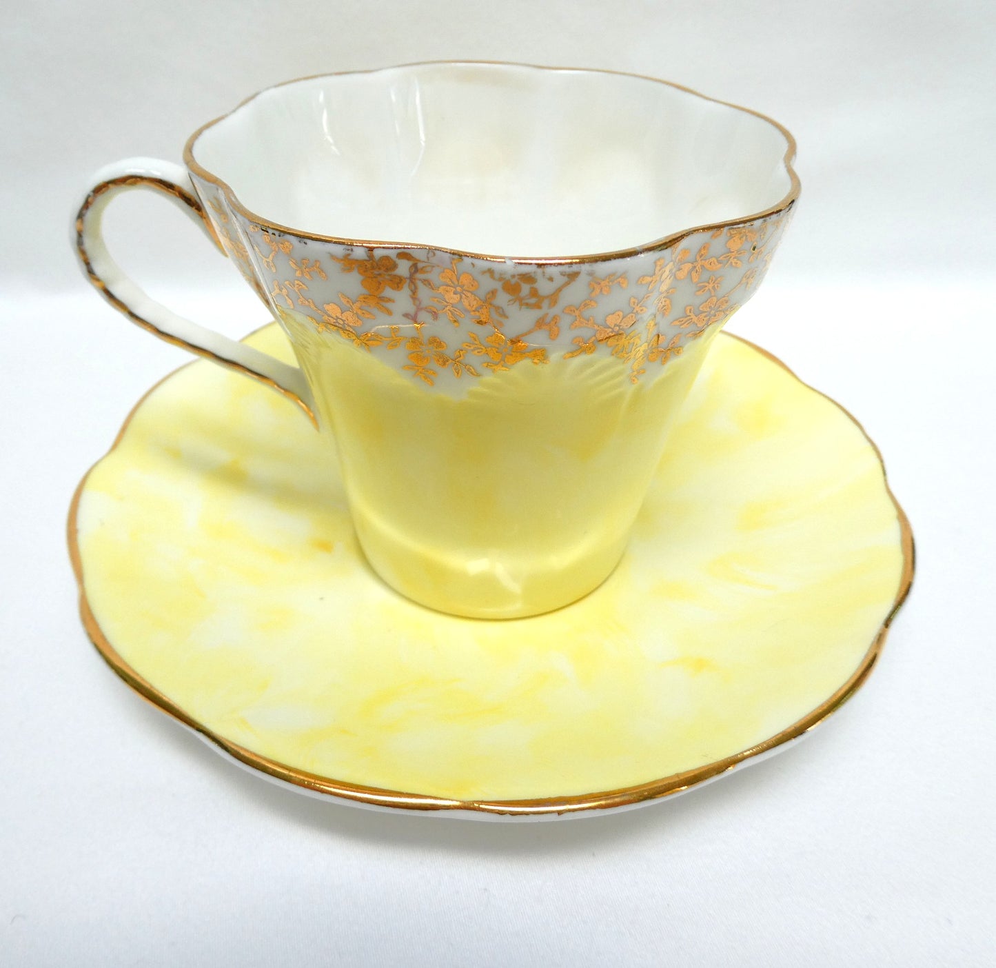 VINTAGE TEA CUP & SAUCER: Hand-Painted Elizabethan Theme by Taylor & Kent of England