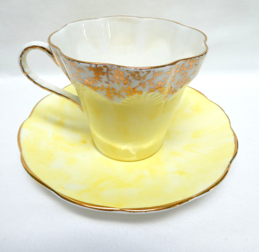 VINTAGE TEA CUP & SAUCER: Hand-Painted Elizabethan Theme by Taylor & Kent of England