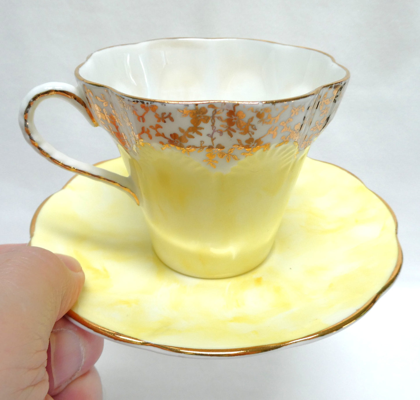 VINTAGE TEA CUP & SAUCER: Hand-Painted Elizabethan Theme by Taylor & Kent of England